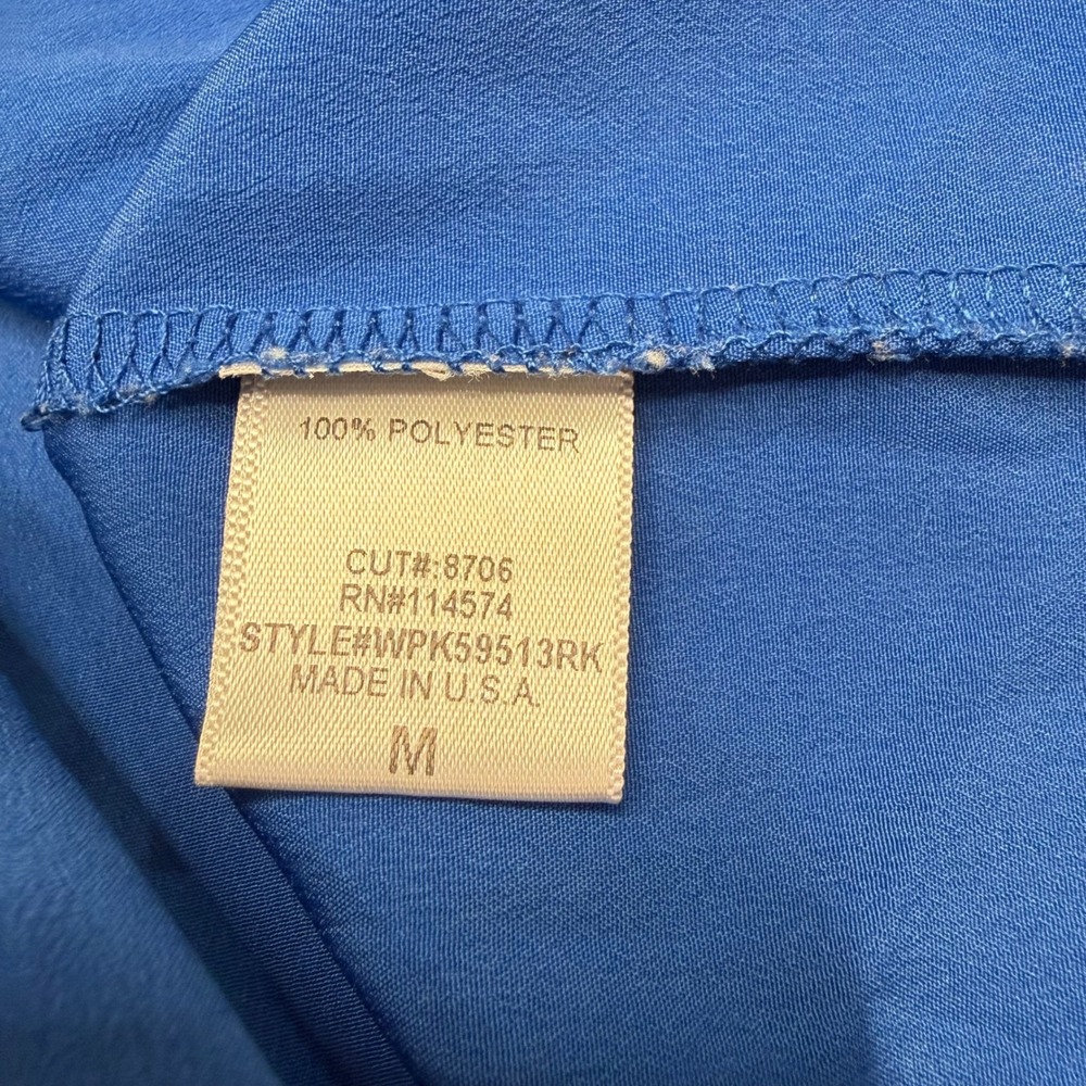 Ro & De Cobalt Blue Silky Tank Blouse M Pocket Hi-Low Minimalist career workwear - Picture 4 of 8